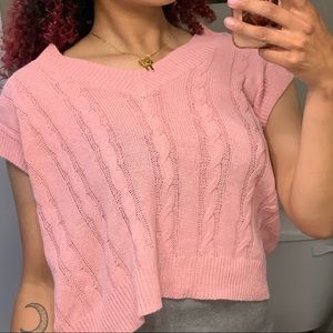 Cable Knit Cropped Sweater Vest Set